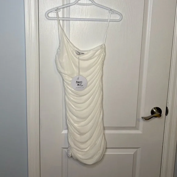 Princess Polly Jocasta White Ruched Mini Dress - Picture 1 of 5